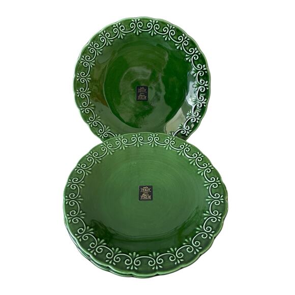 Maioliche Jessica Made in Italy Christmas Dinner Plates 11" Set 4 Holiday Green - Picture 1 of 12